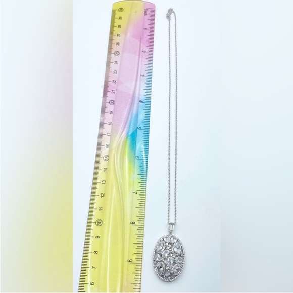 JTV Cubic Zirconia Sterling Silver Pendant Necklace - Flashy Statement - Picture 8 of 10